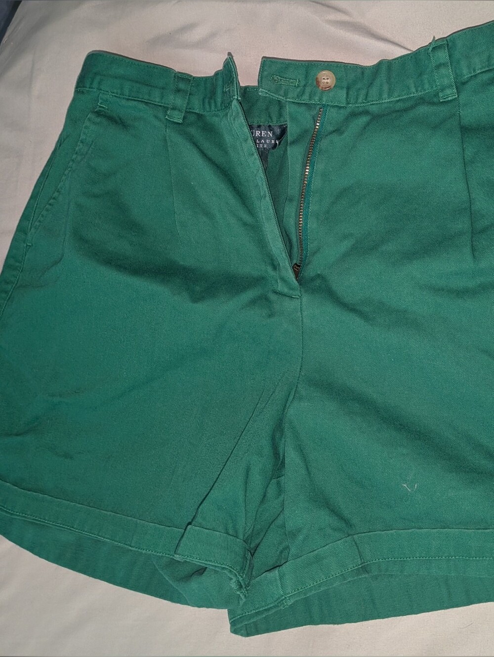 Lauren Ralph Lauren Green High-Rise Mom Shorts